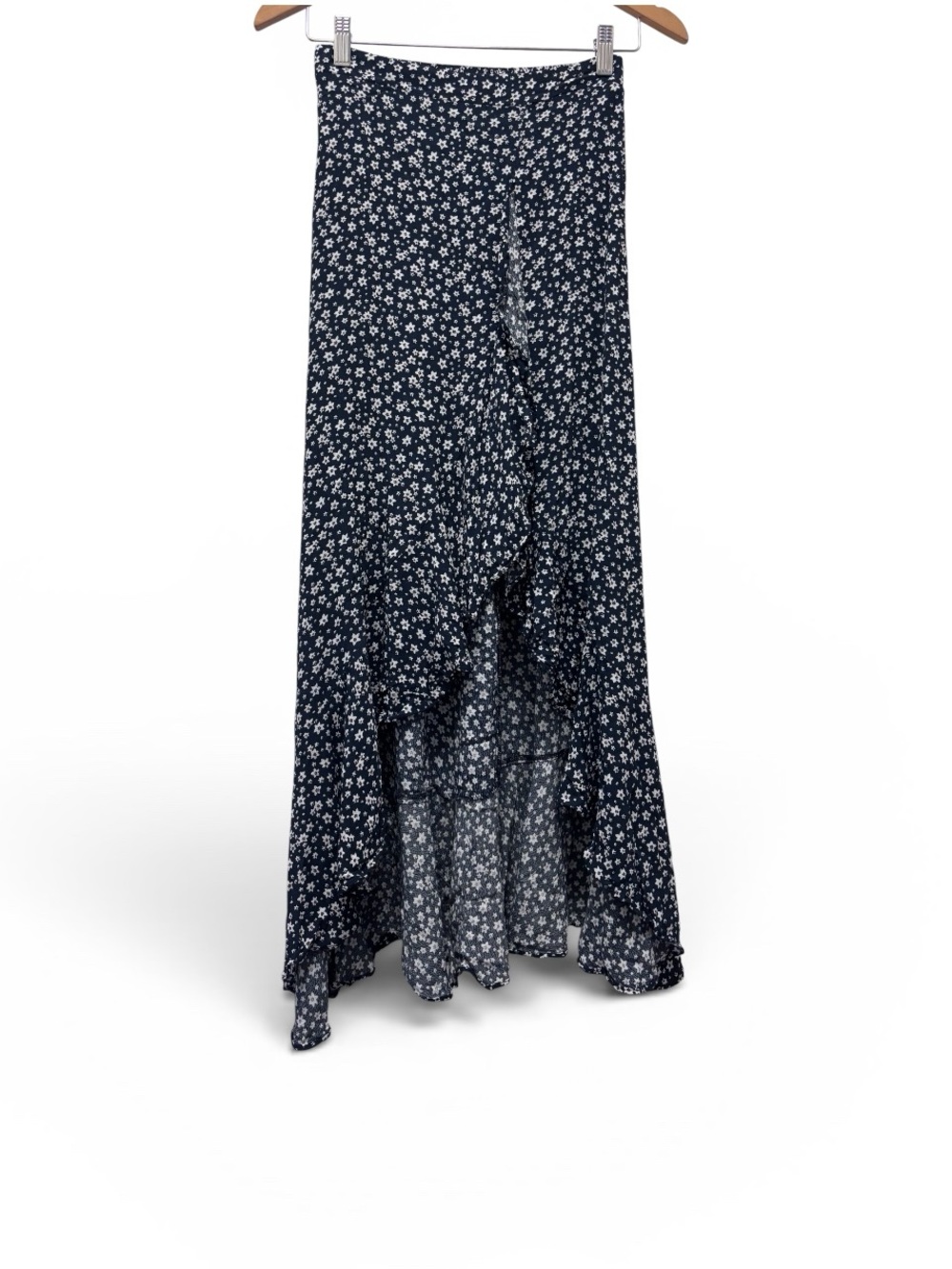 Olivia + james Floral Navy High-Low Ruffle Maxi Skirt - Picture 2 of 9